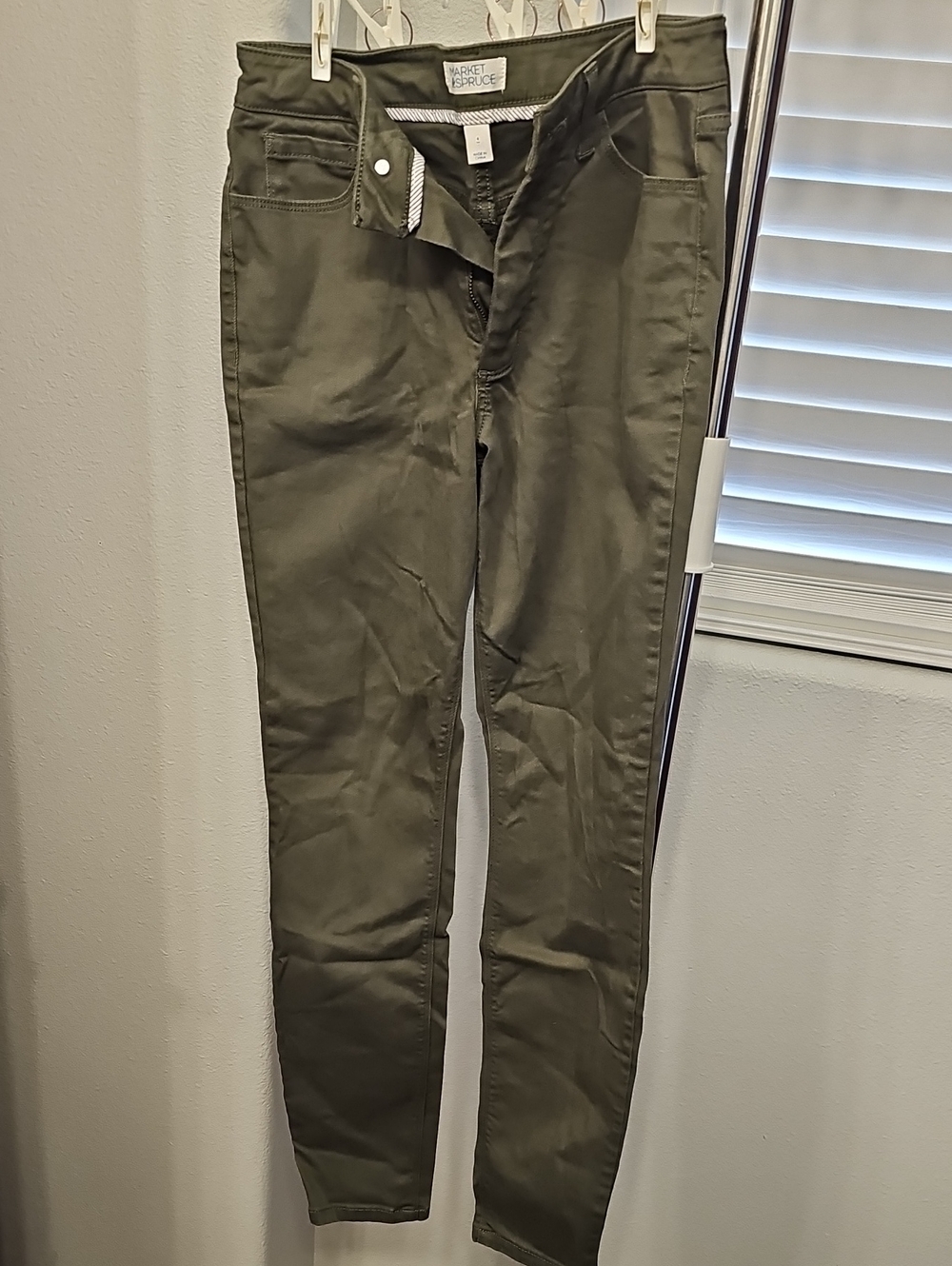 Market & Spruce Olive Green Womens Size 4 Slim Stretch Pants
